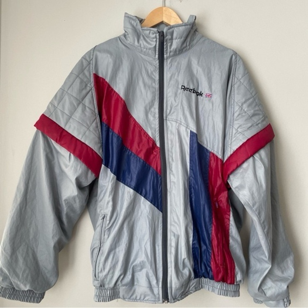 Vintage 80s REEBOK Windbreaker Jacket with Removable Sleeves Size L